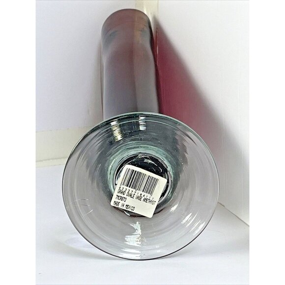 Vintage Amethyst to Clear 11" Fan Vase Hand Blown Glass - Picture 11 of 15